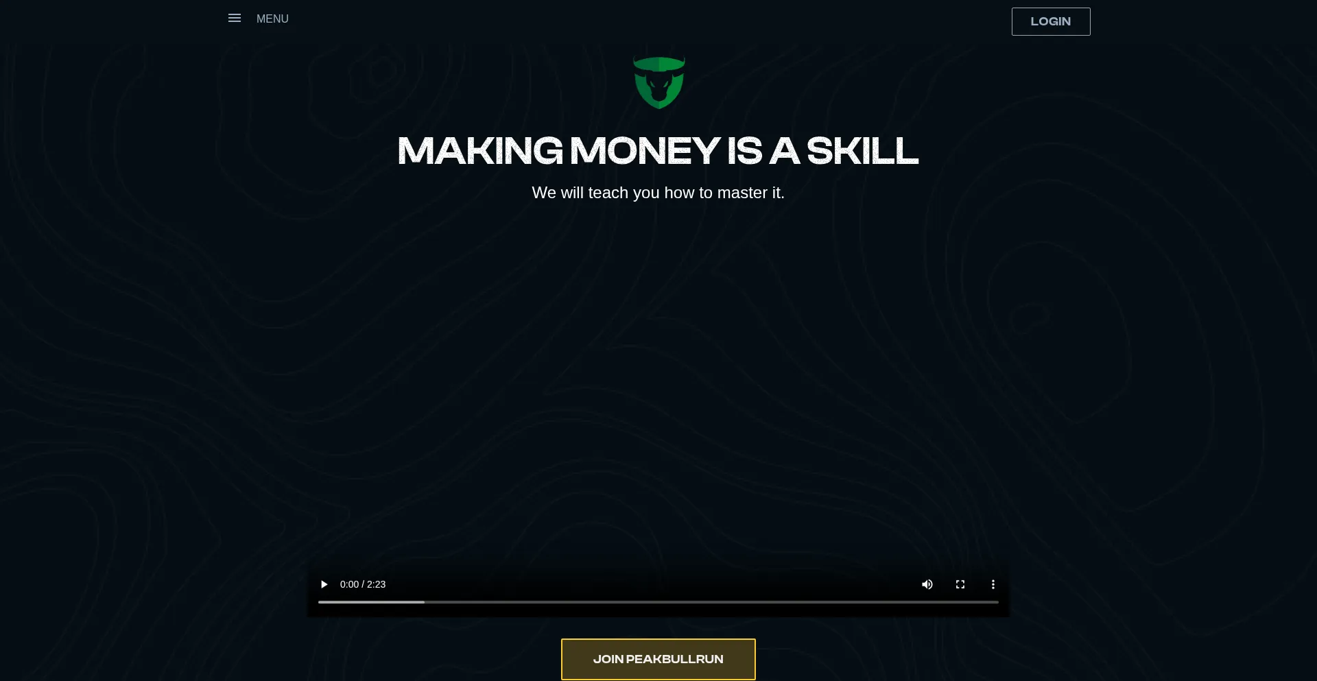 Website screenshot of Peakbullrun.com