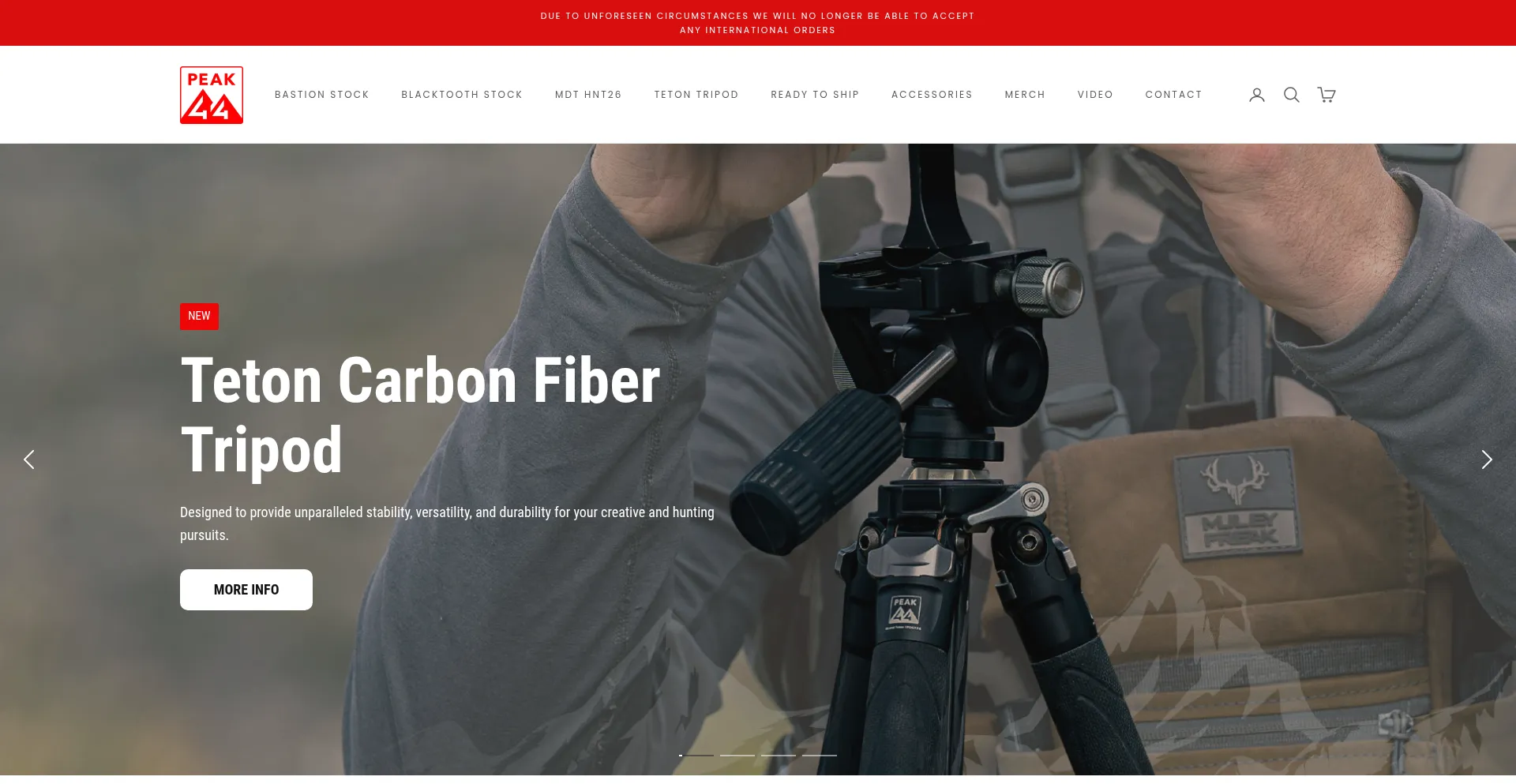 Website screenshot of Peakfortyfour.com