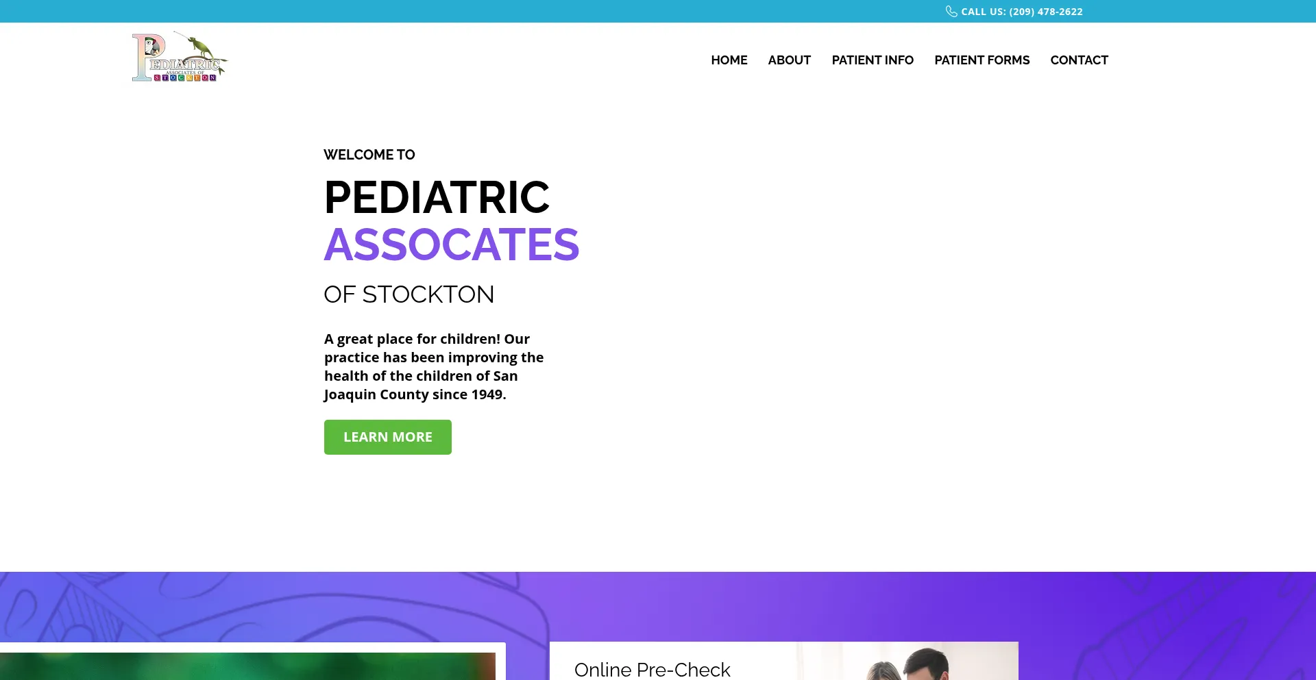 Website screenshot of Pediatricassociatesofstockton.com