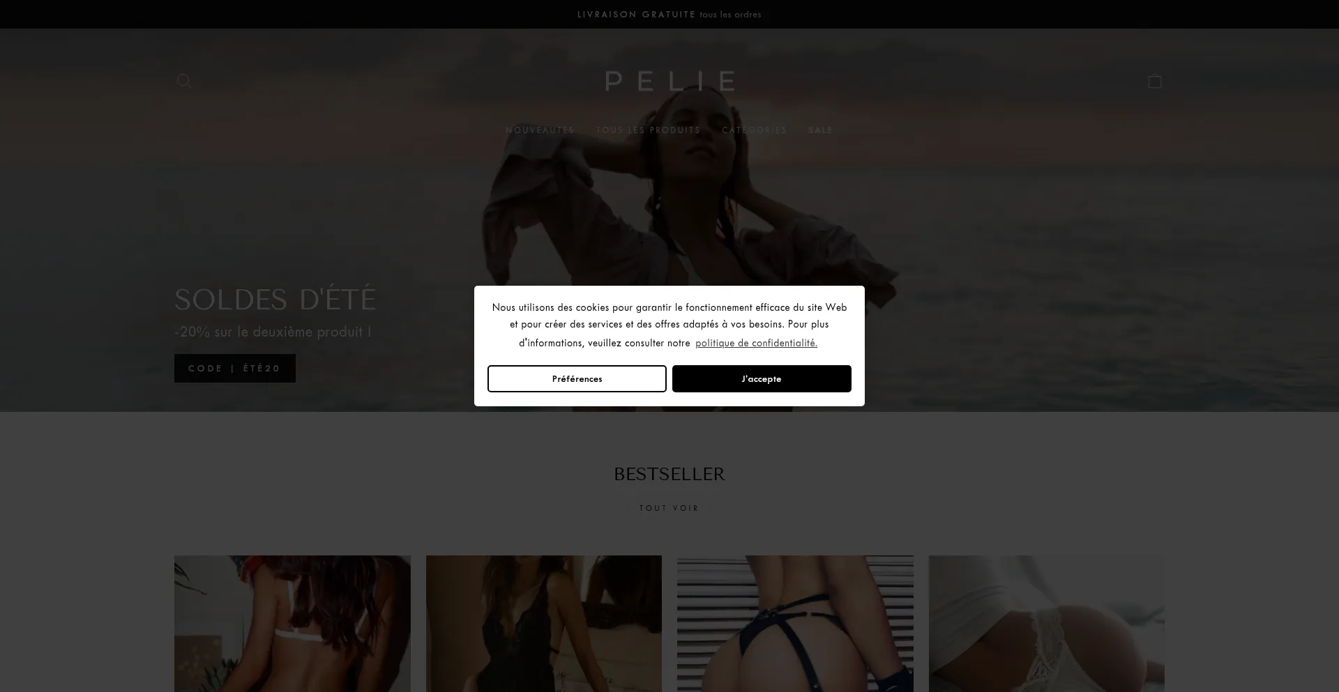 Website screenshot of Pelie.fr
