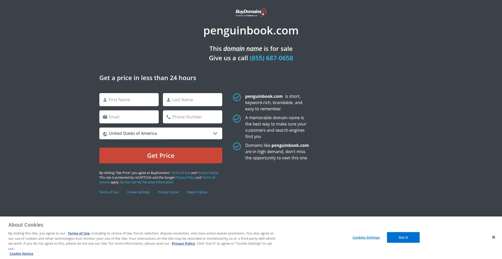 Website screenshot of Penguinbook.com