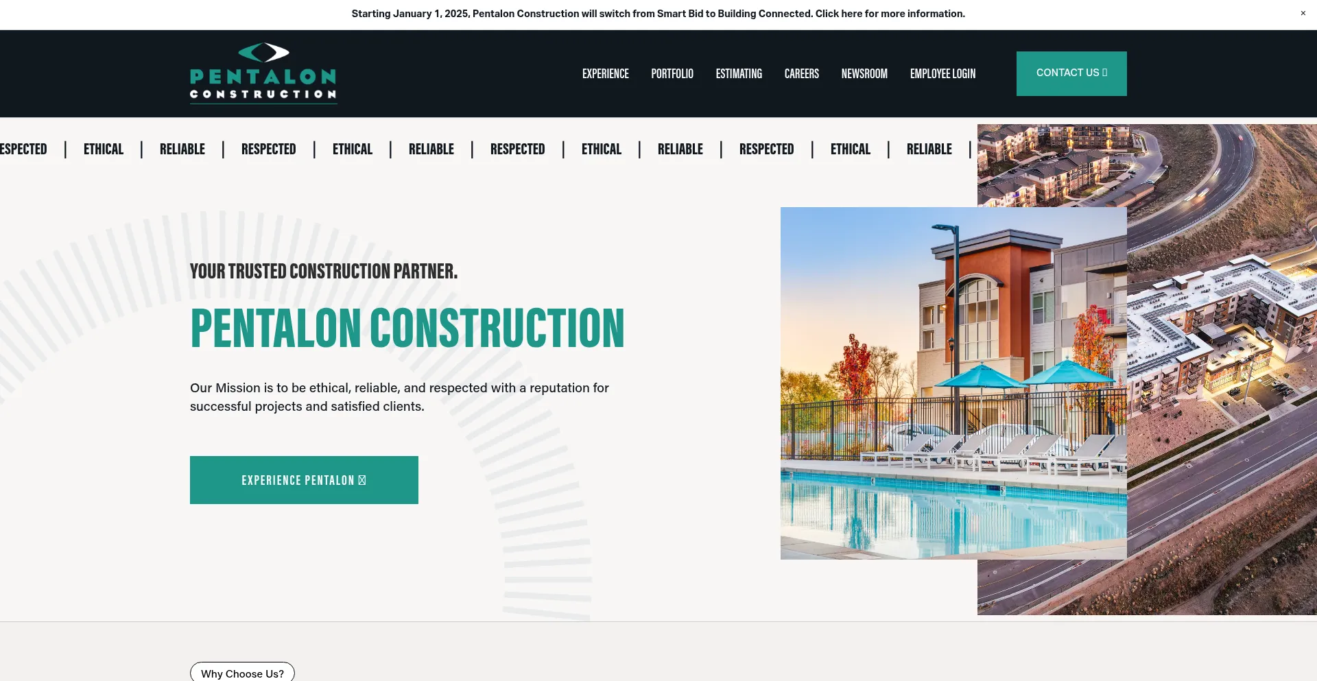 Website screenshot of Pentalonconstruction.com