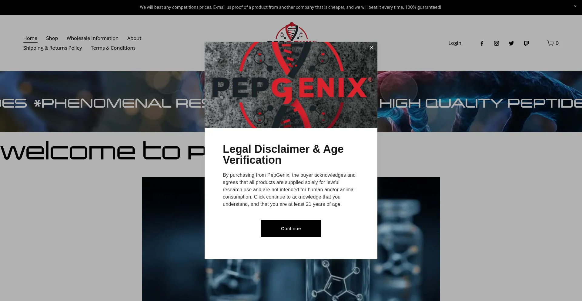 Website screenshot of Pep-genix.com