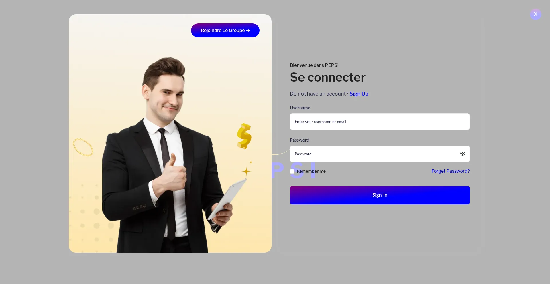Website screenshot of Pepsi-vip.com