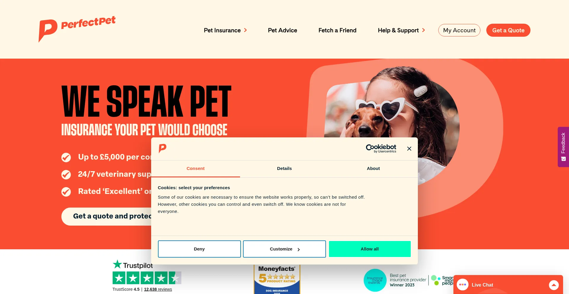Perfectpetinsurance.co.uk Screenshot