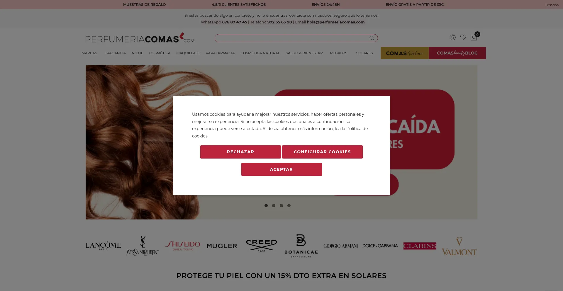 Website screenshot of Perfumeriacomas.com