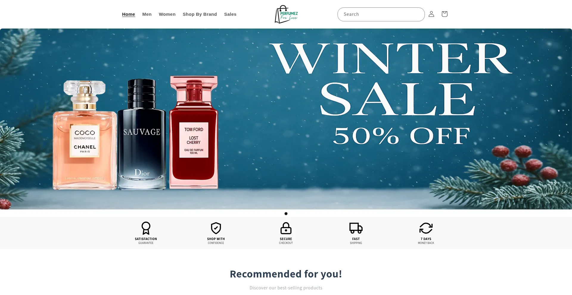 Website screenshot of Perfumezforless.com