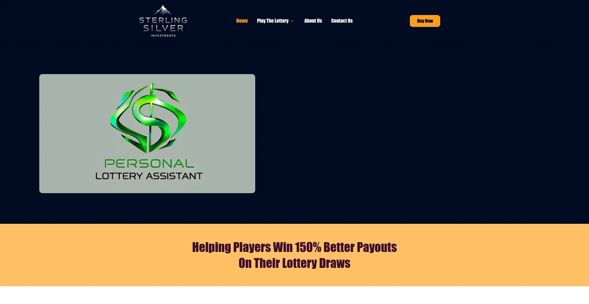 Website screenshot of Personallotteryassistant.com