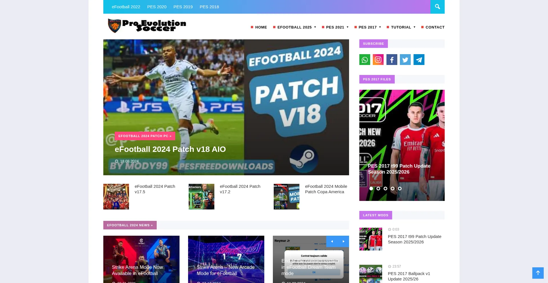 Website screenshot of Pes-files.com