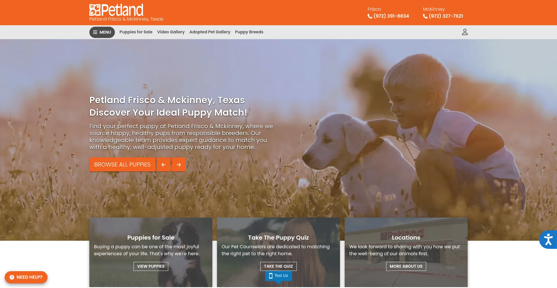 Website screenshot of Petlandfrisco.com