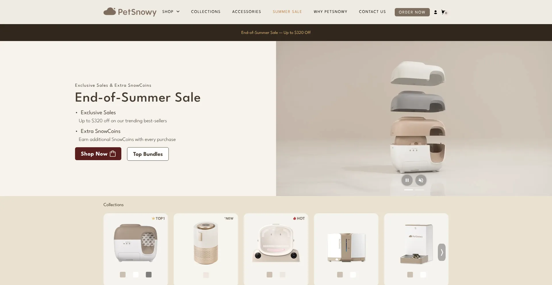 Website screenshot of Petsnowy.com
