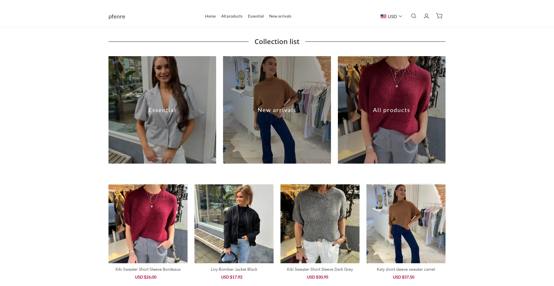 Website screenshot of Pfenre.com