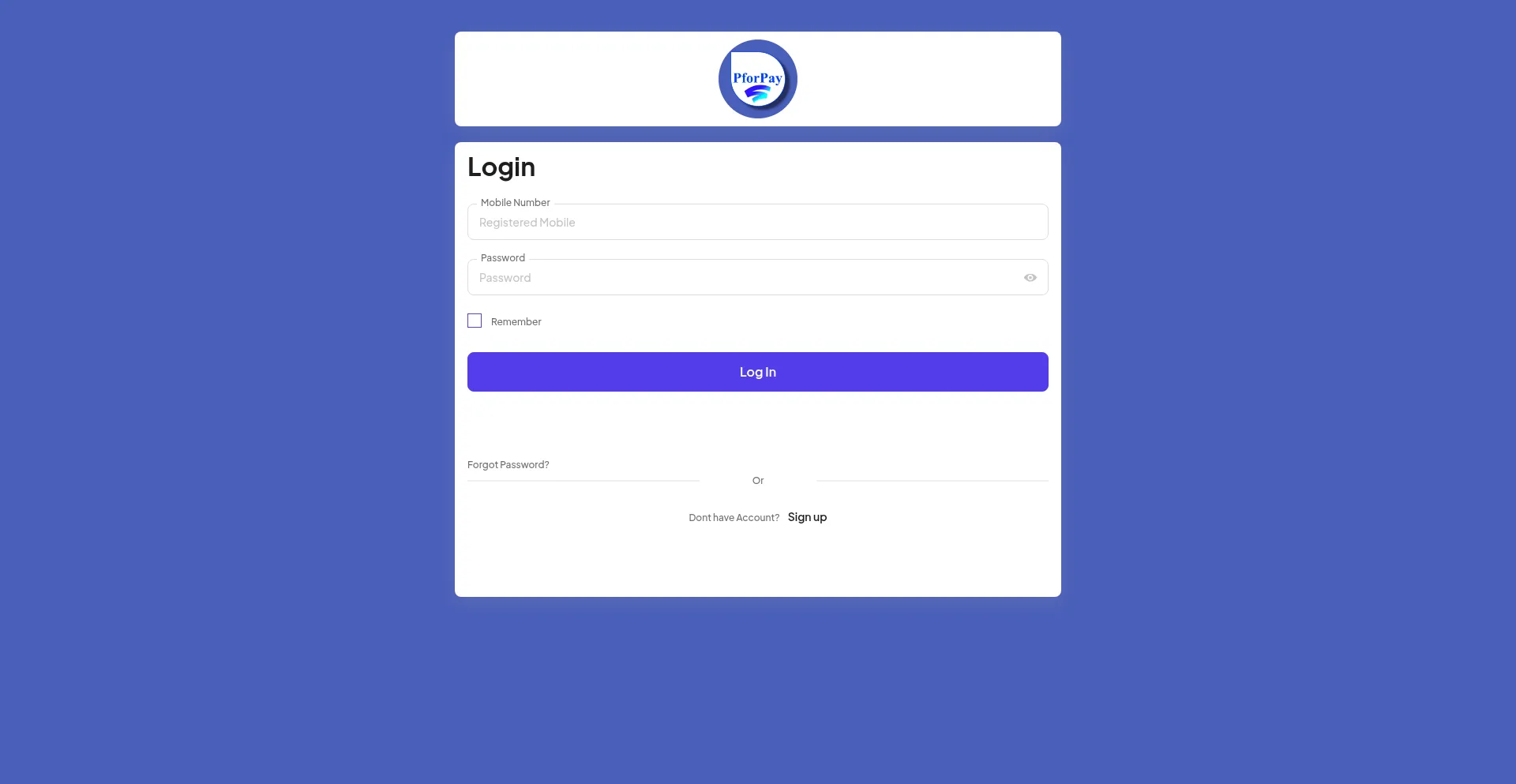 Website screenshot of Pforpay.in