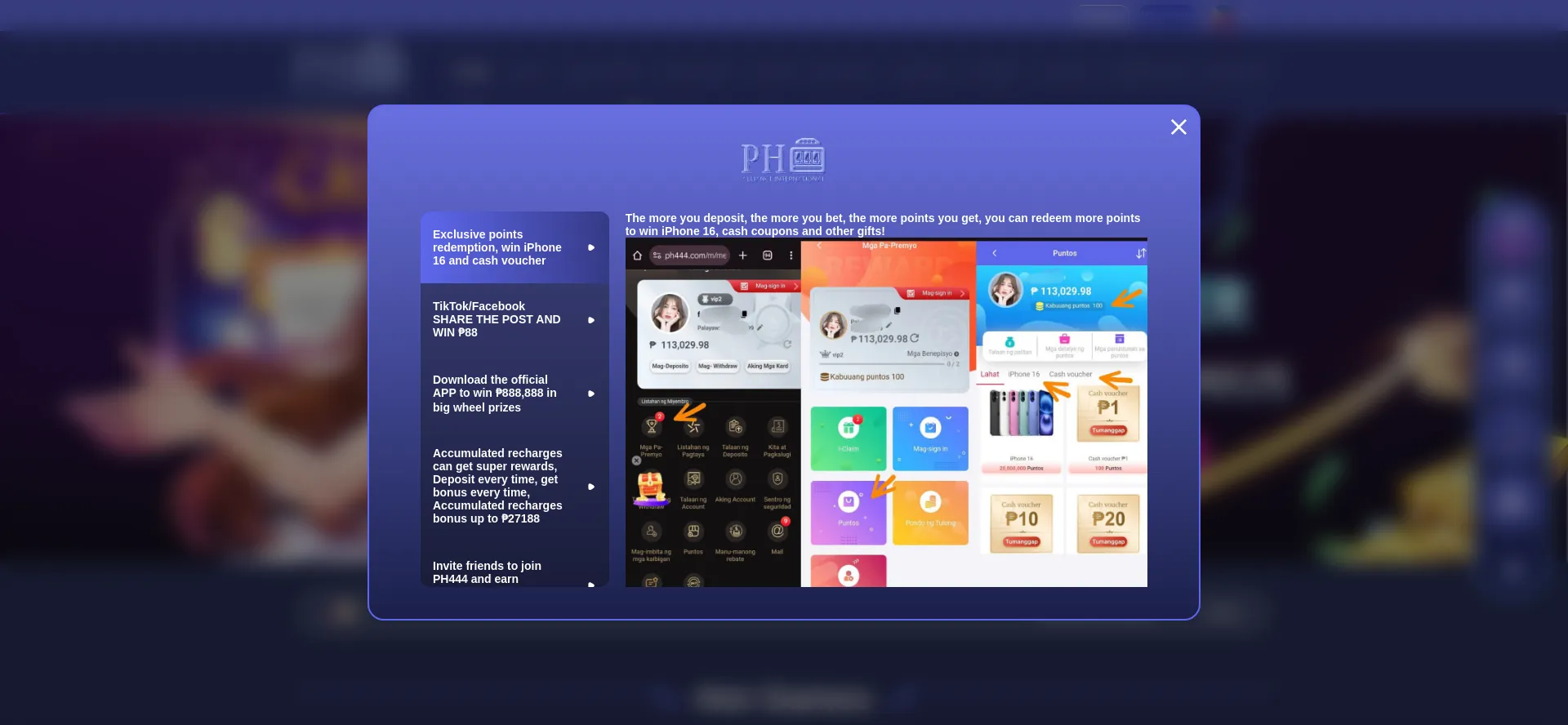 Website screenshot of Ph444q.com