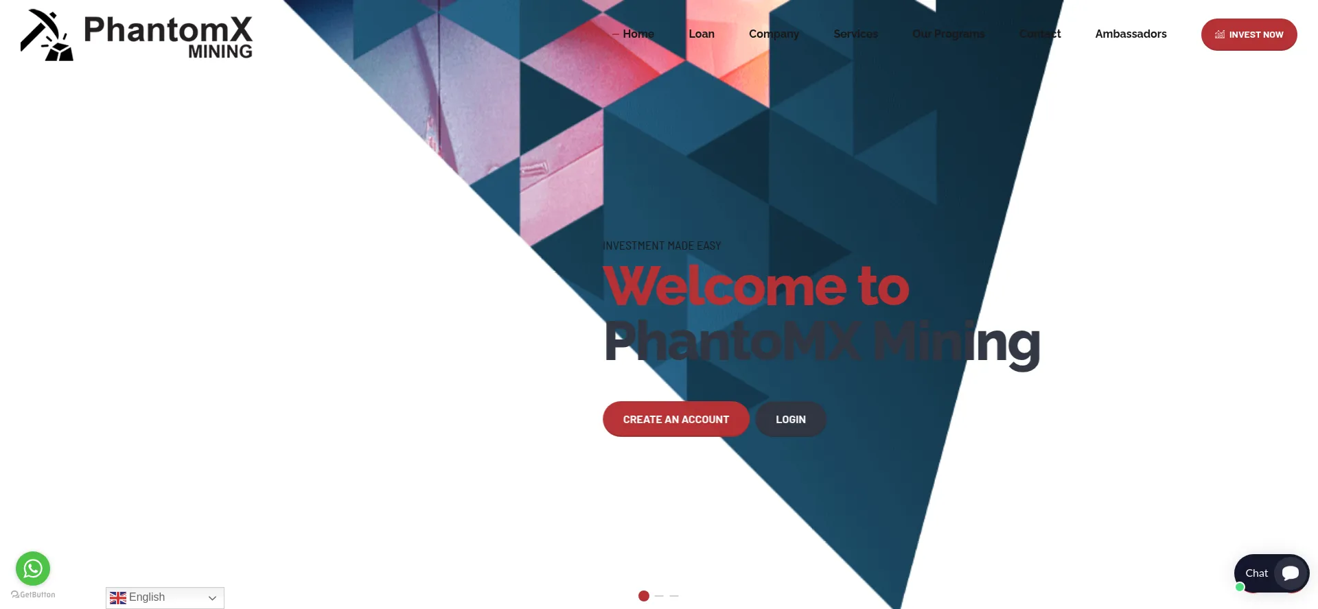 Website screenshot of Phantomxmining.com