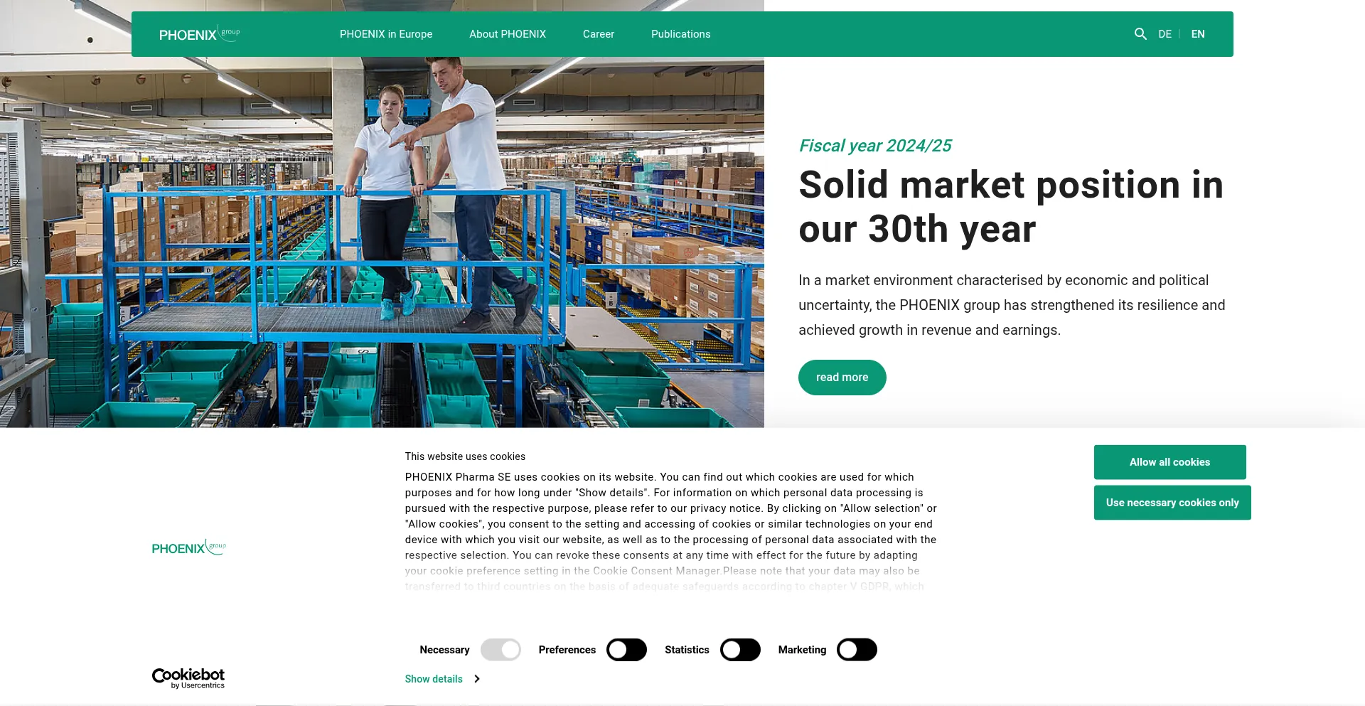 Website screenshot of Phoenixgroup.eu