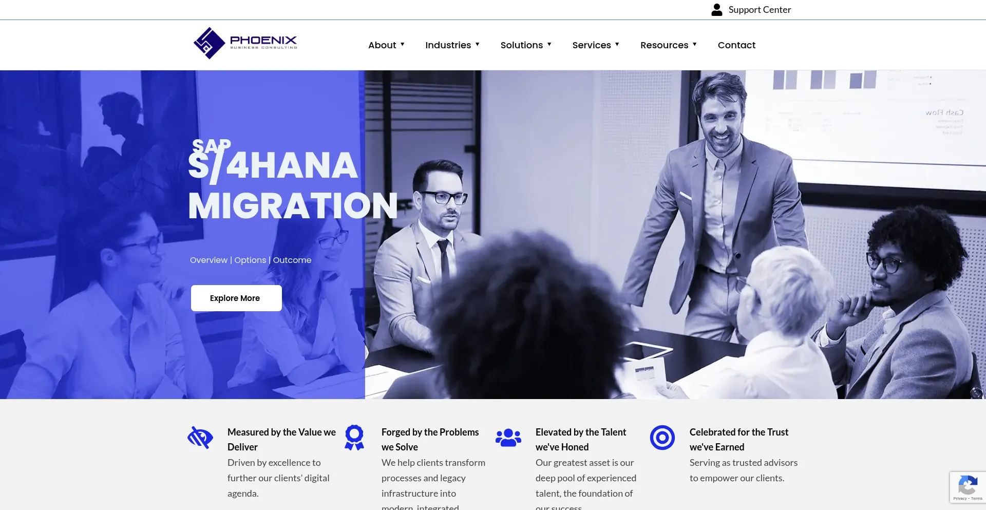 Website screenshot of Phoenixteam.com