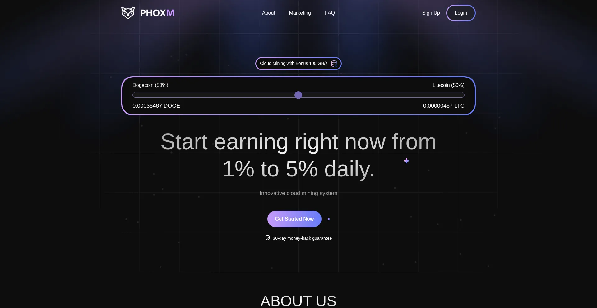 Website screenshot of Phoxm.com