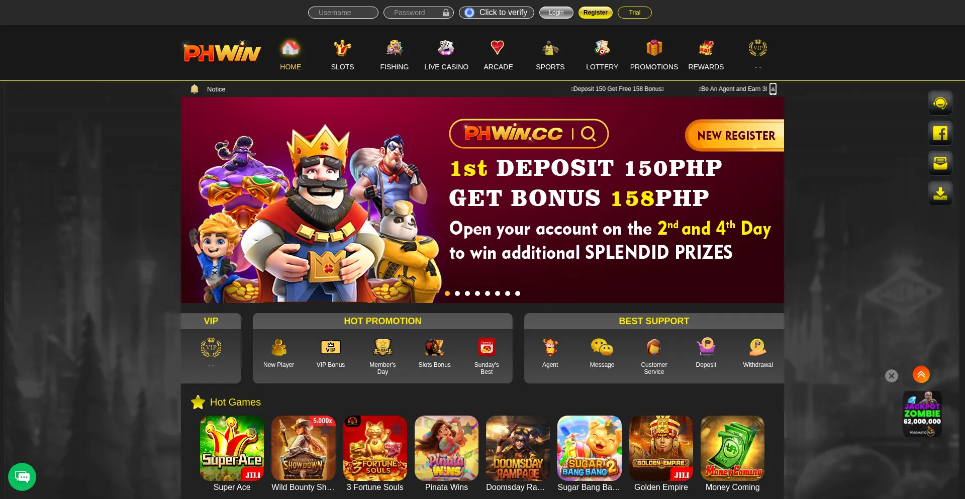 Website screenshot of Phwin1i3.com