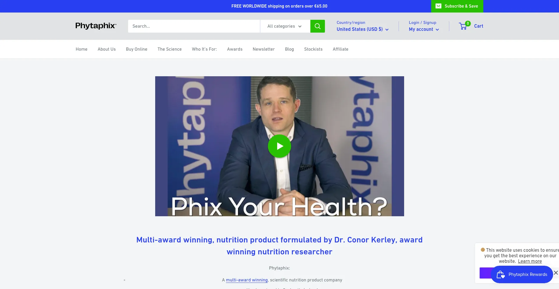 Website screenshot of Phytaphix.com