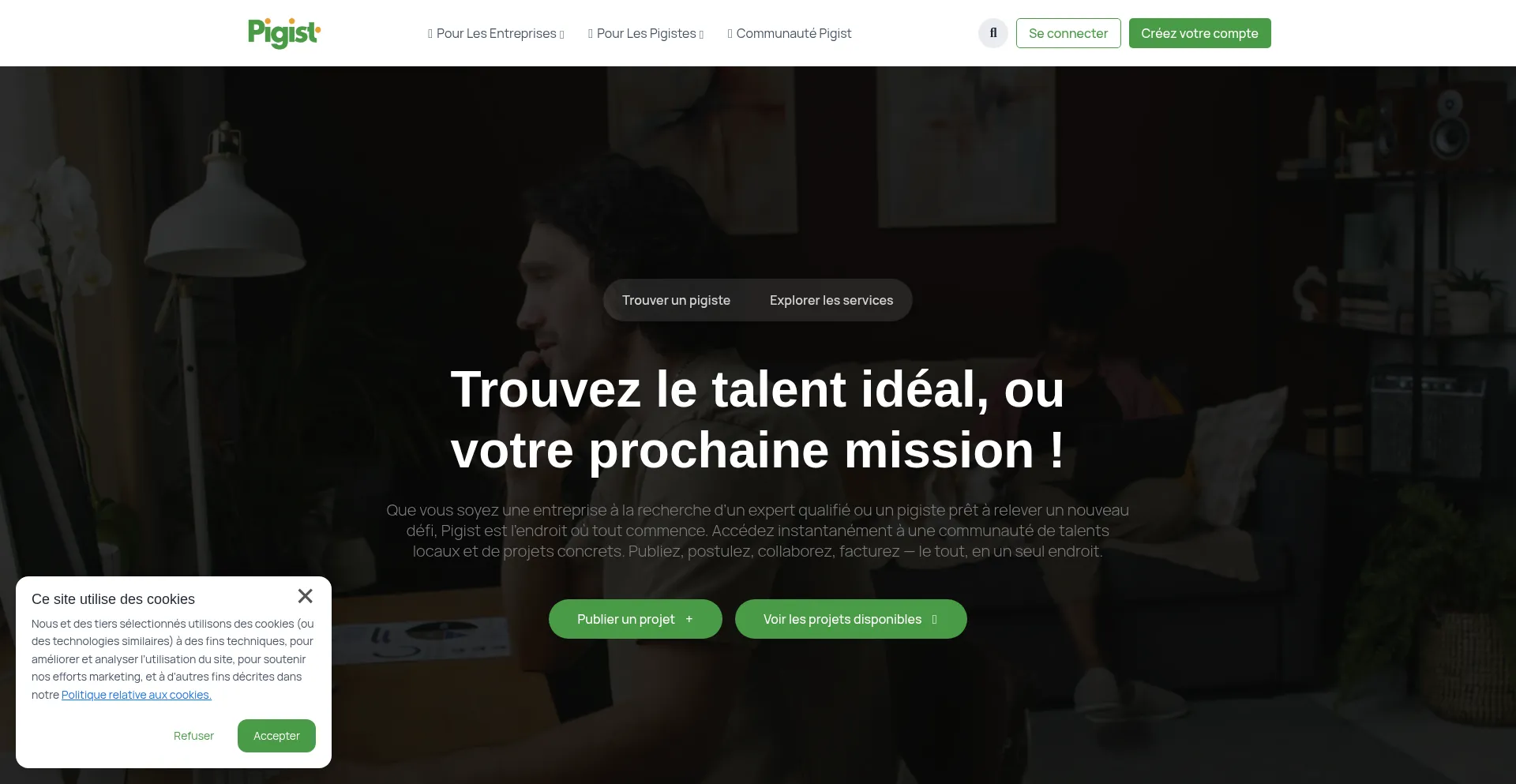 Website screenshot of Pigist.quebec