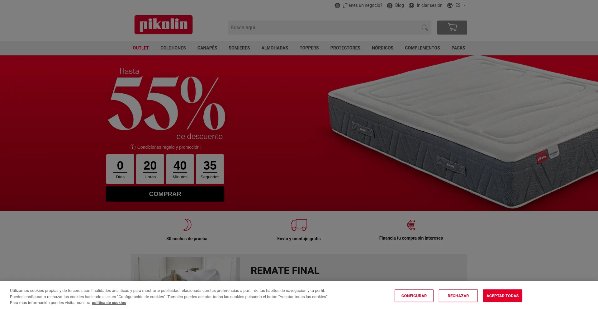 Website screenshot of Pikolin.com