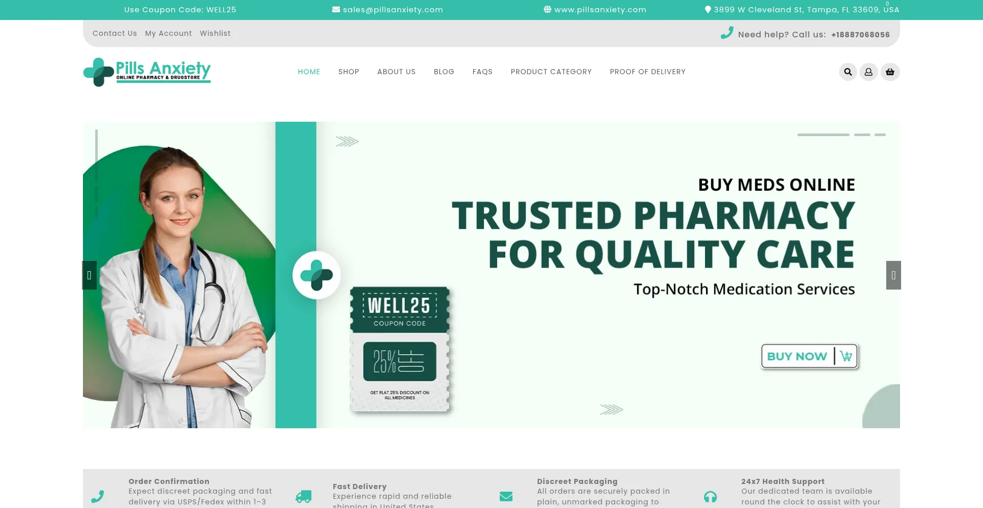 Website screenshot of Pillsanxiety.com