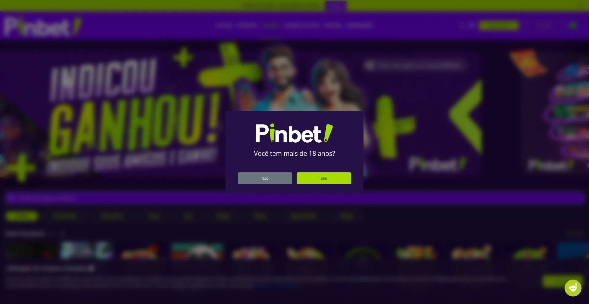 Website screenshot of Pinbet.bet