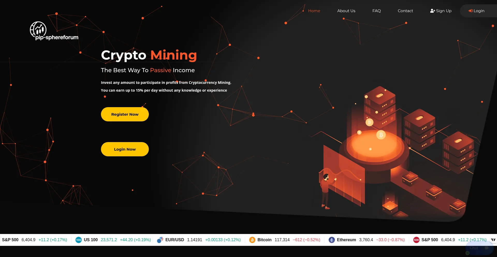 Website screenshot of Pip-sphereforum.live
