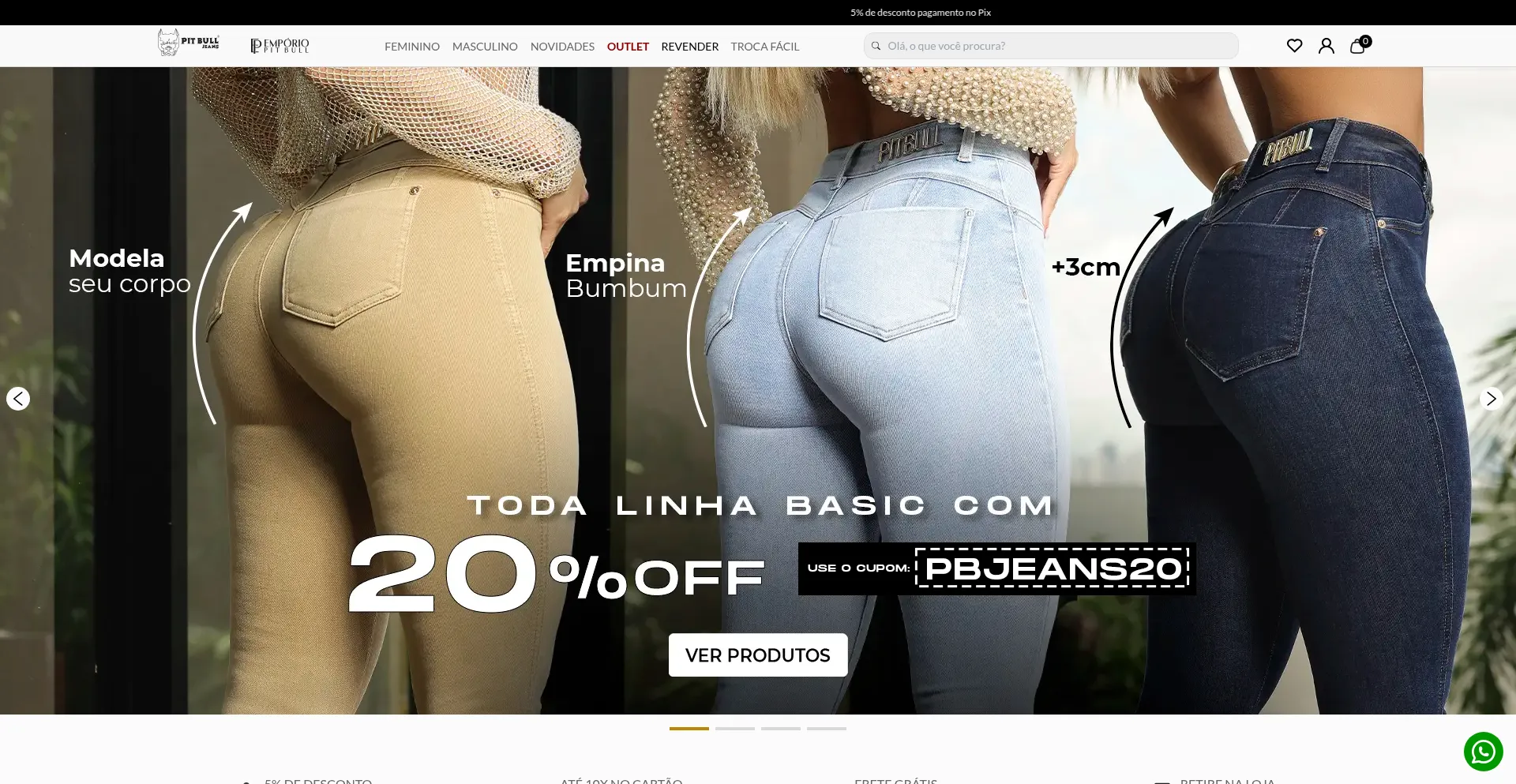 Website screenshot of Pitbulljeans.com.br