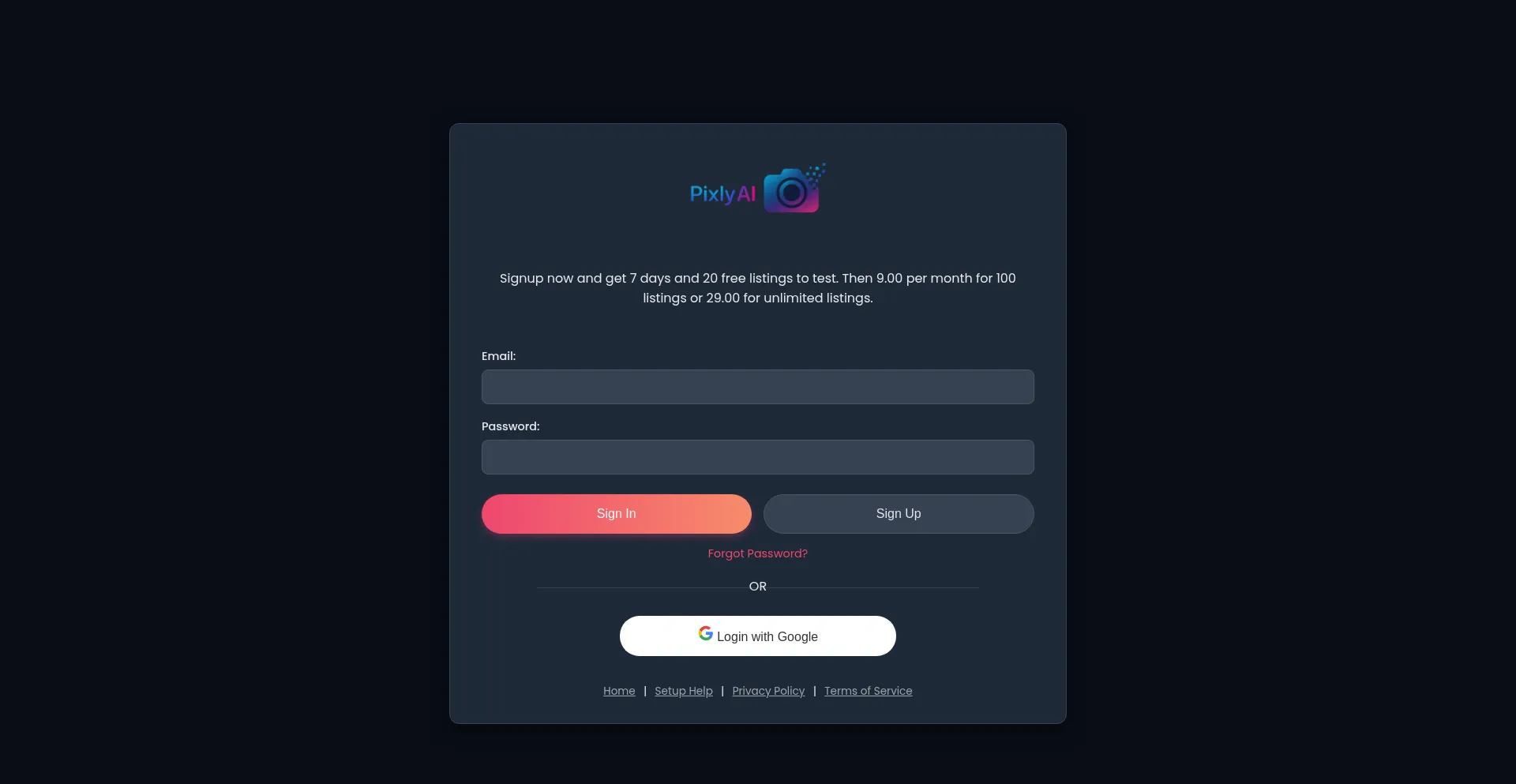 Website screenshot of Pixlyai.com