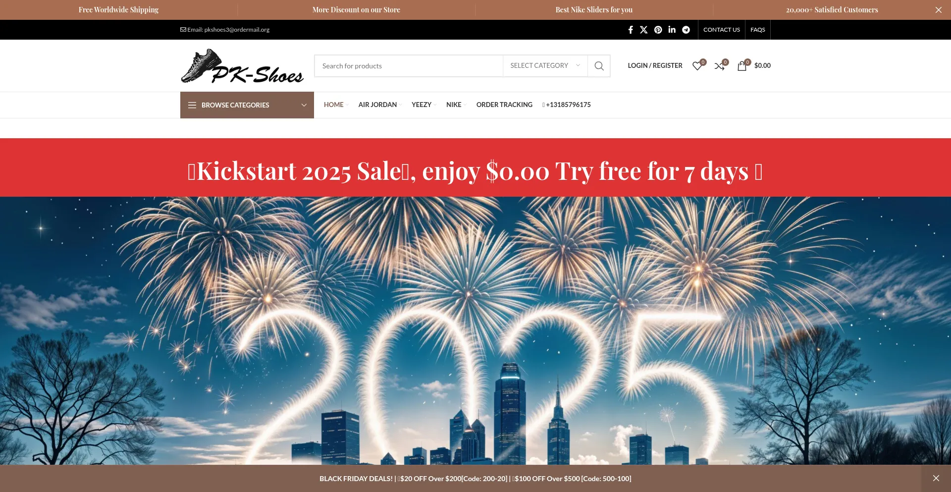 Website screenshot of Pkshoes.store