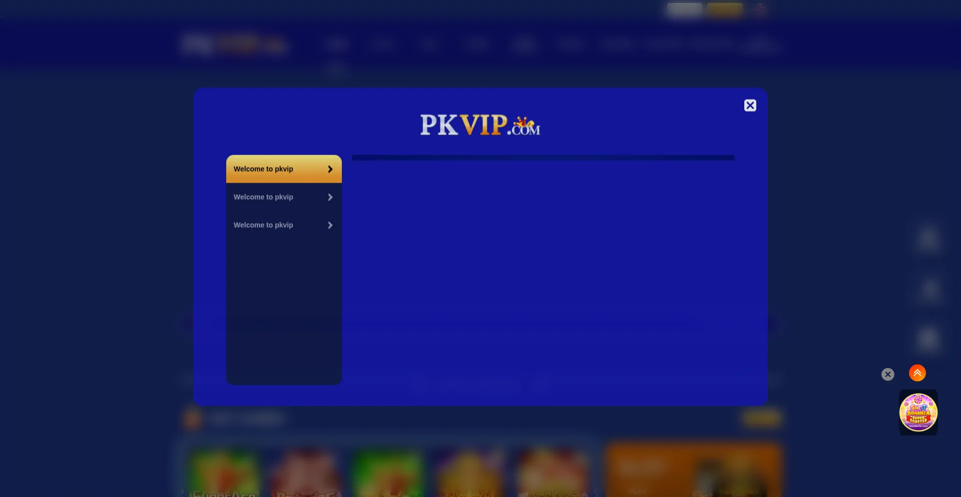 Website screenshot of Pkvip1.com