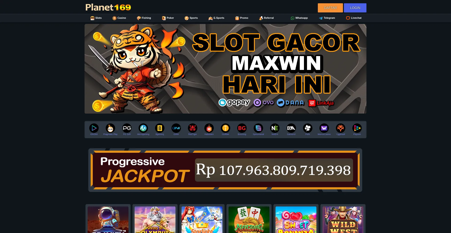 Website screenshot of Planet169.com