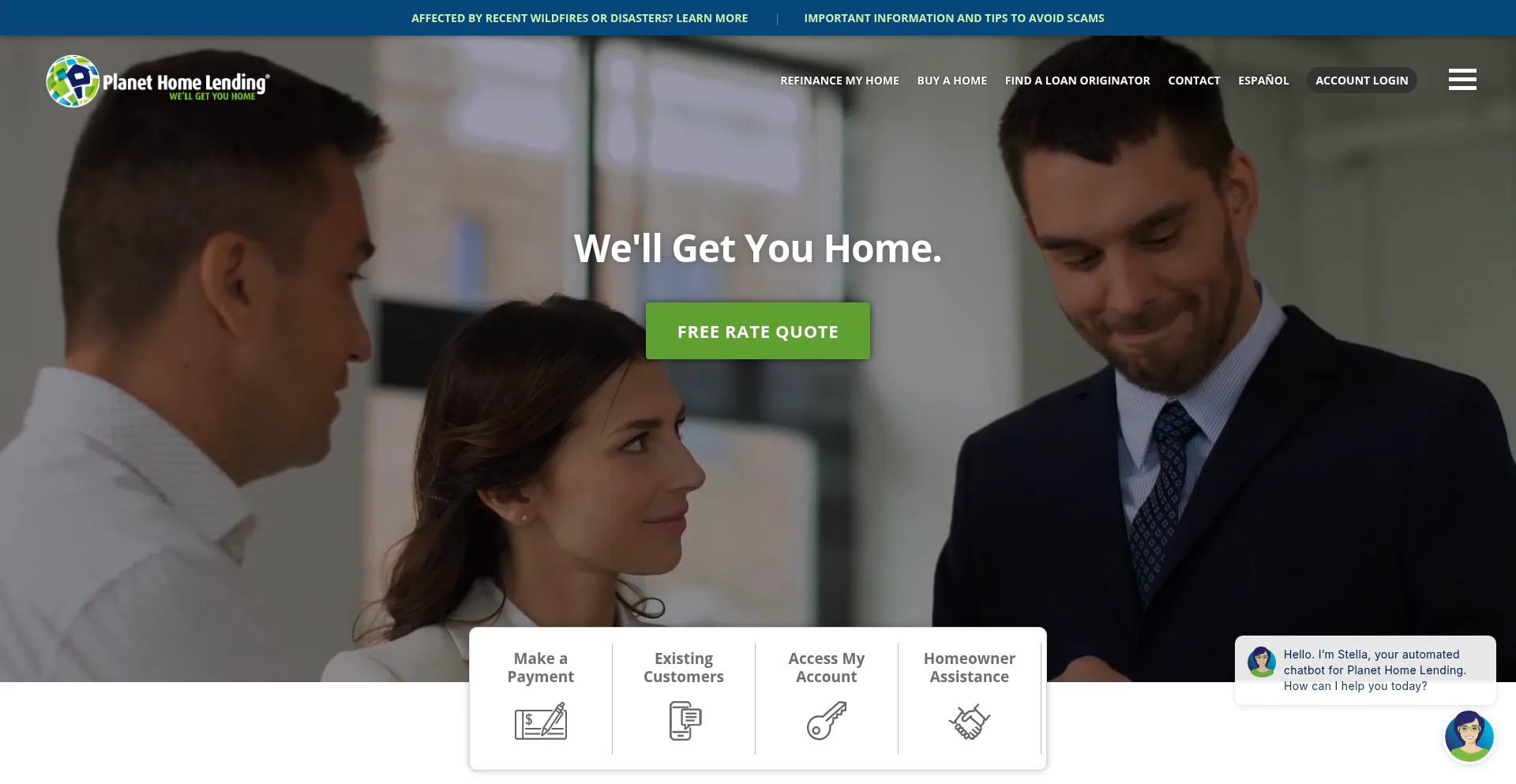 Website screenshot of Planethomelending.com