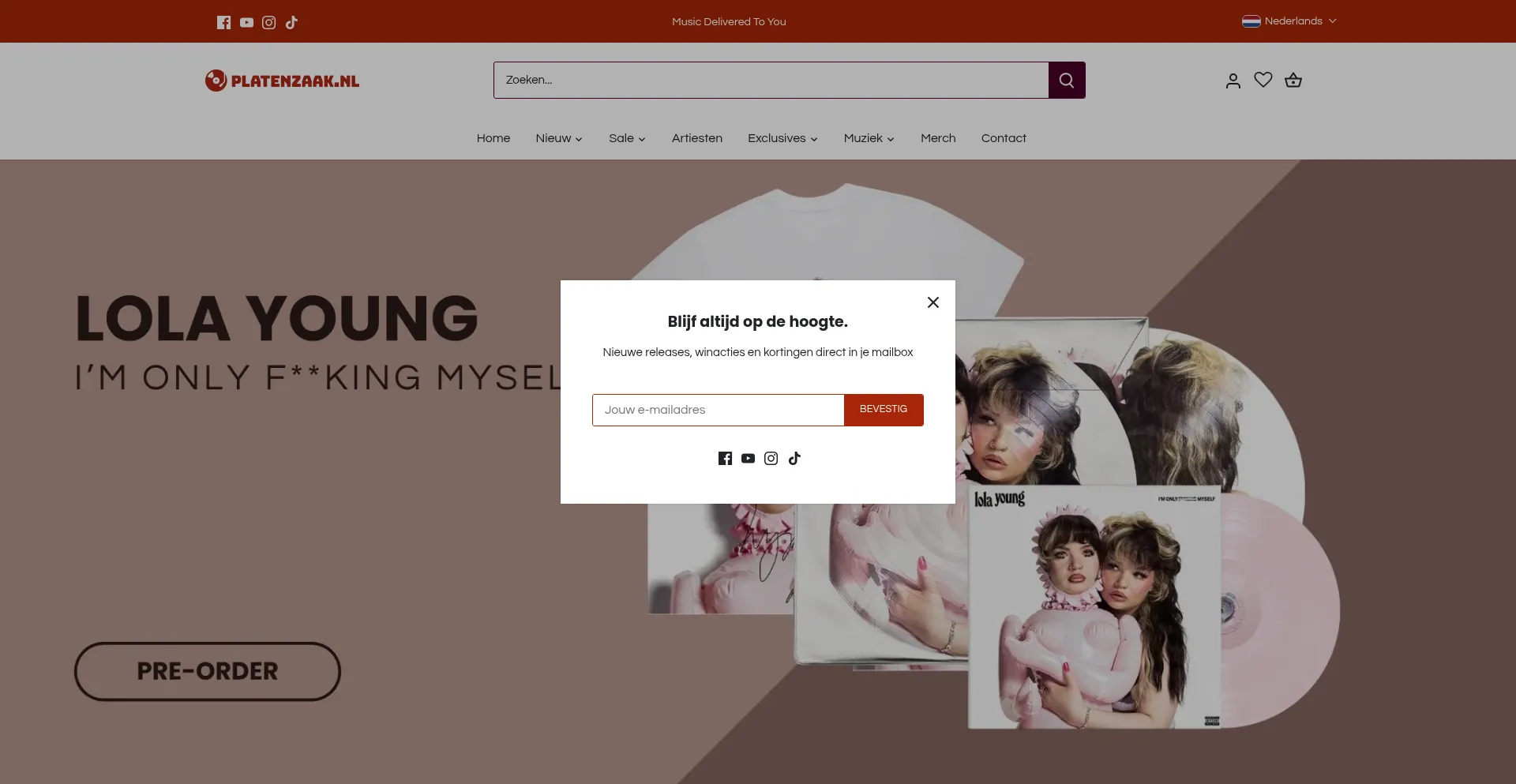 Website screenshot of Platenzaak.nl