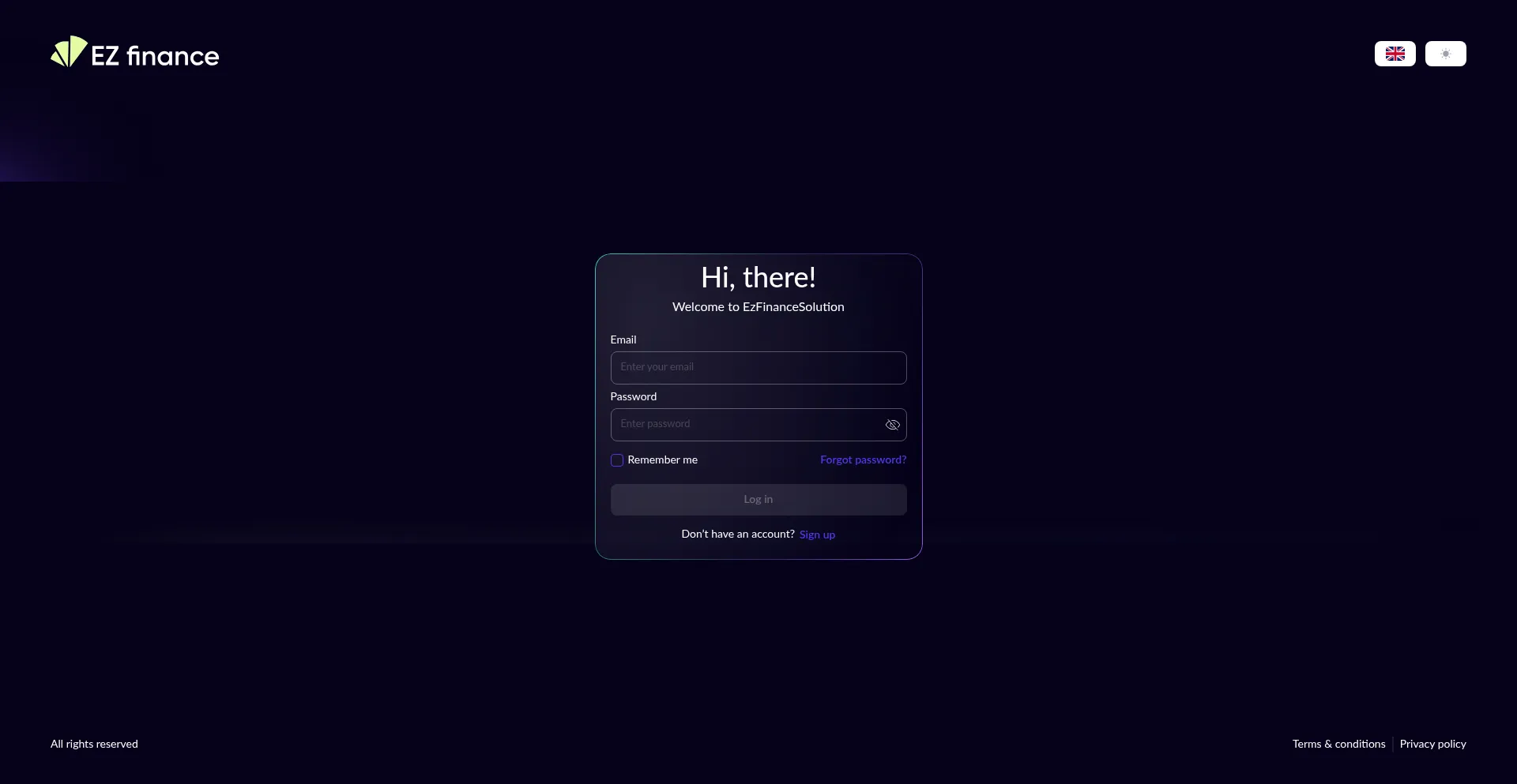 Website screenshot of Platform.ezfinance-solution.com