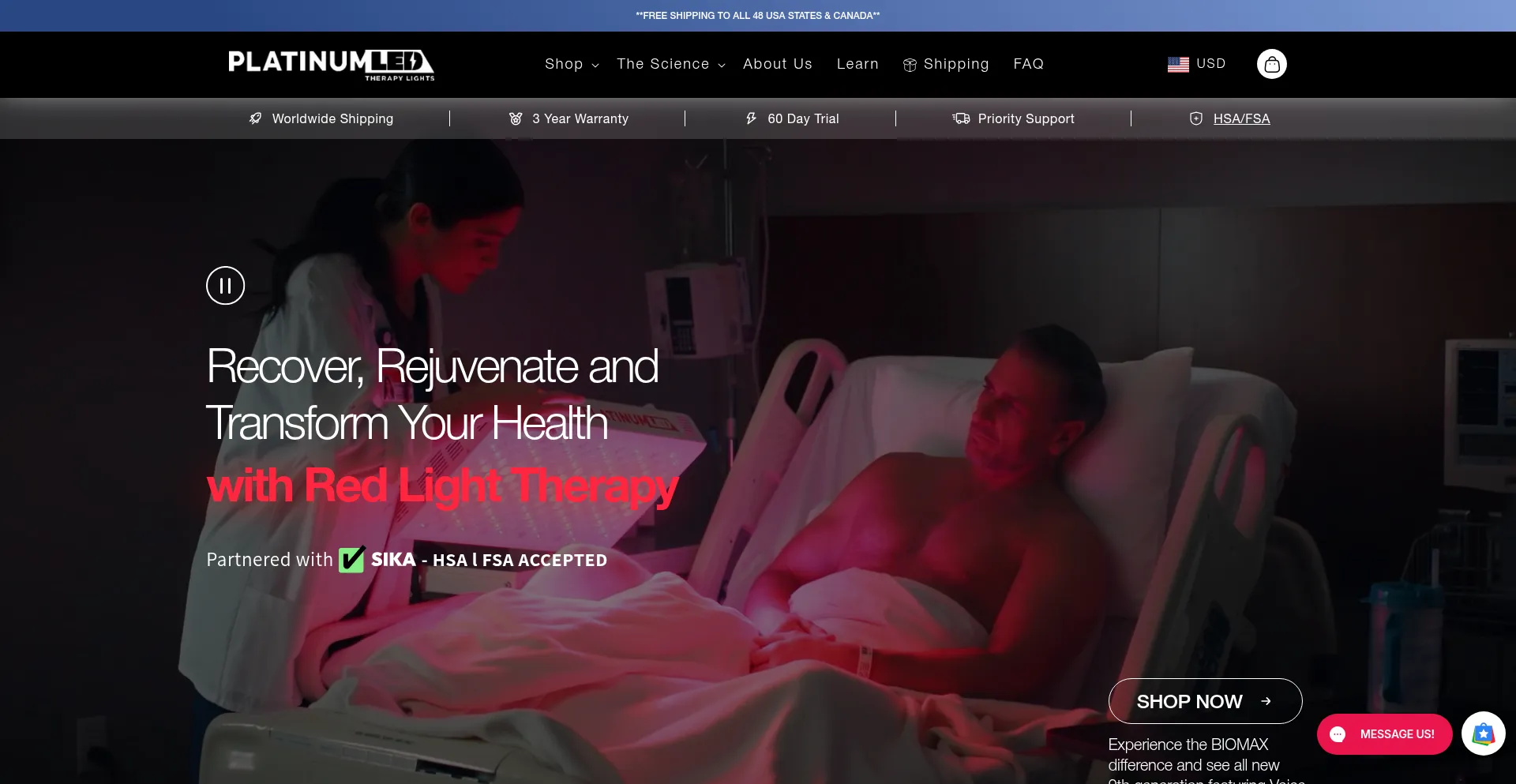 Website screenshot of Platinumtherapylights.co.uk