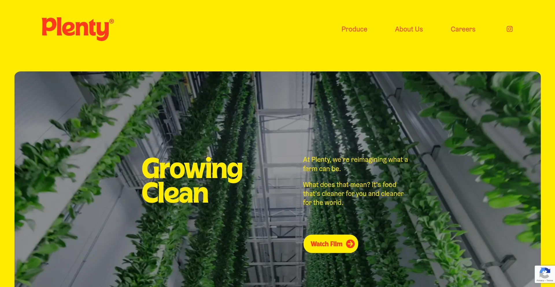 Website screenshot of Plenty.ag