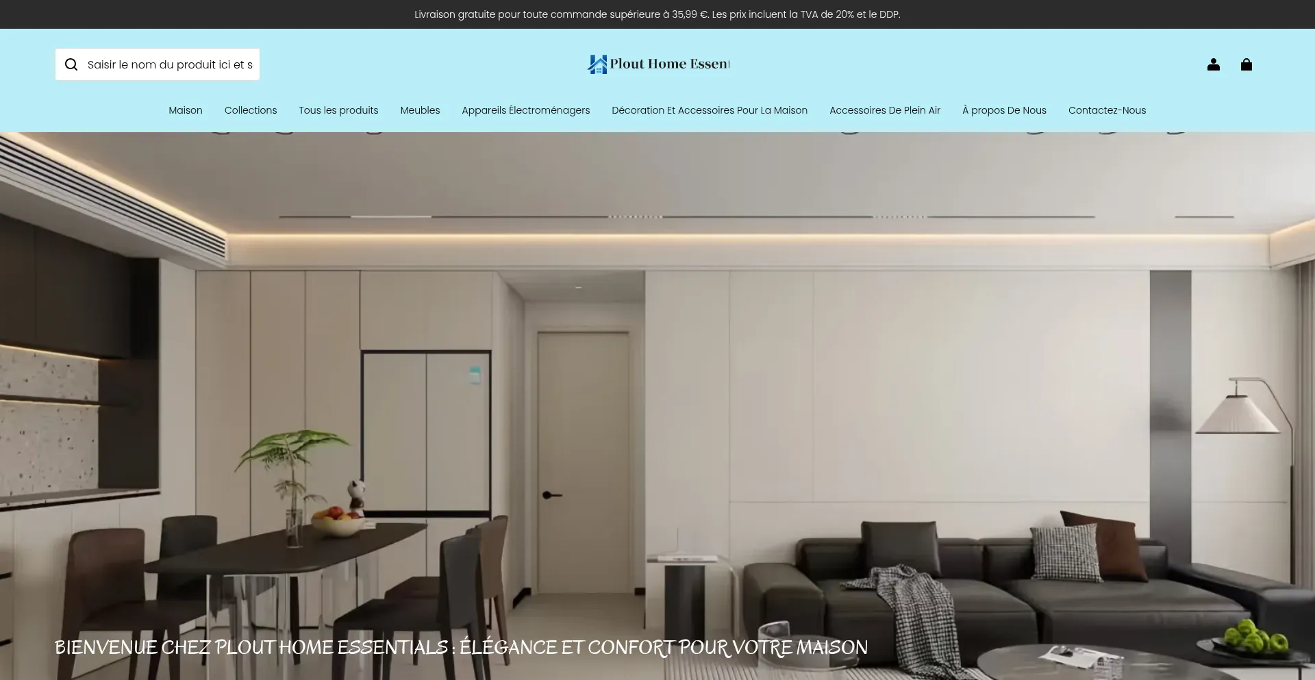 Website screenshot of Plouthomeessentials.com