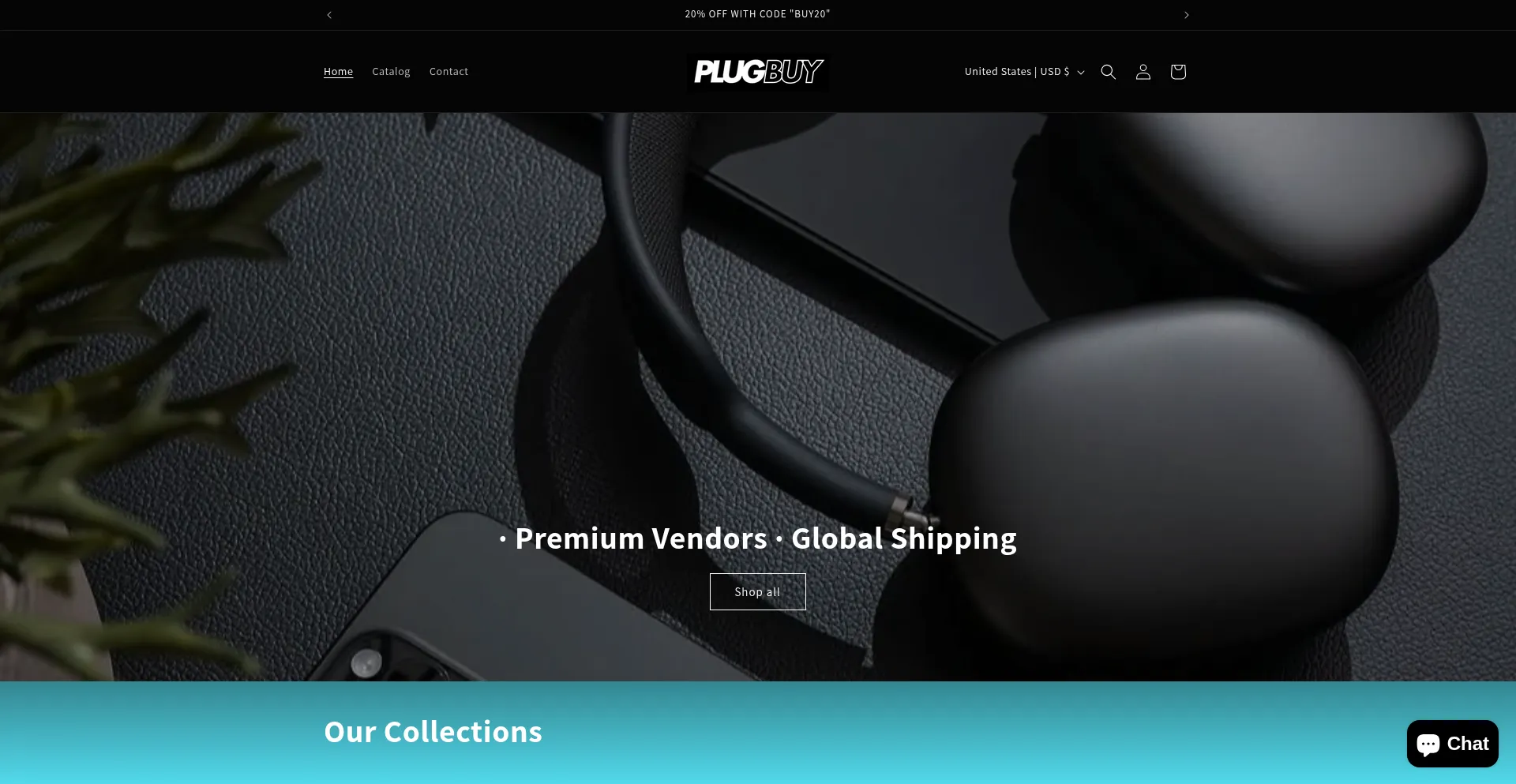 Website screenshot of Plugbuy.store