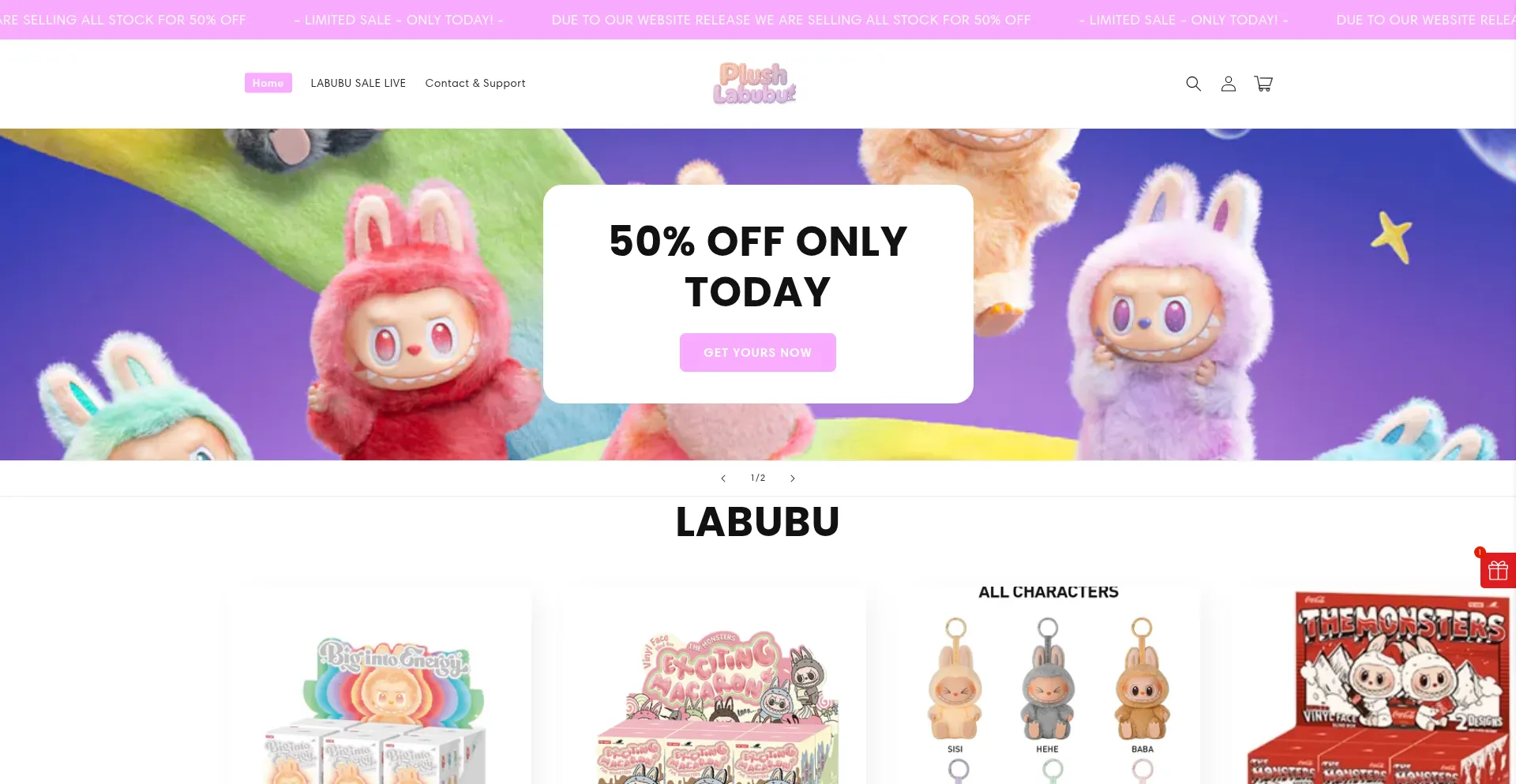 Website screenshot of Plushlabubu.com