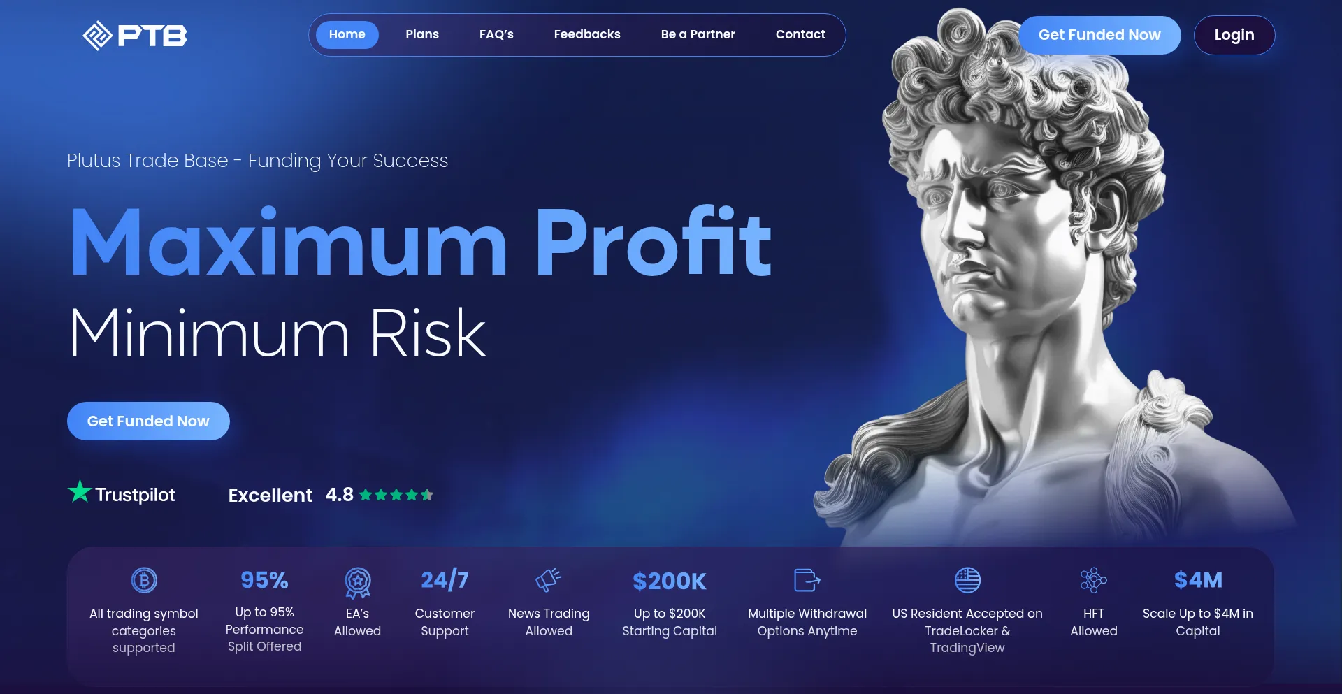 Website screenshot of Plutustradebase.com