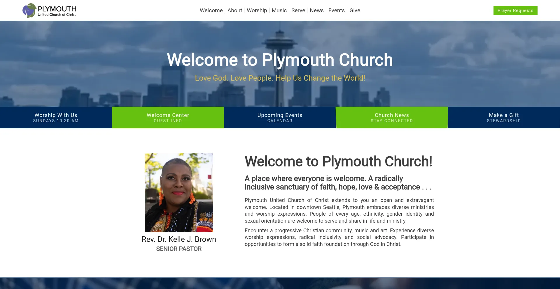 Website screenshot of Plymouthchurchseattle.org