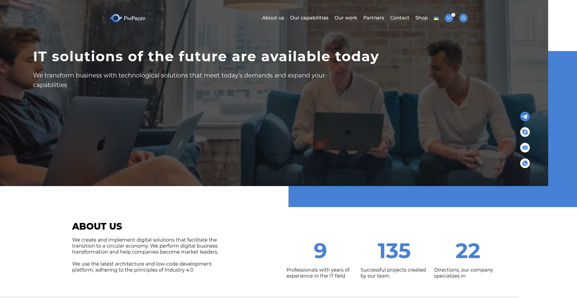 Website screenshot of Pmproff.com