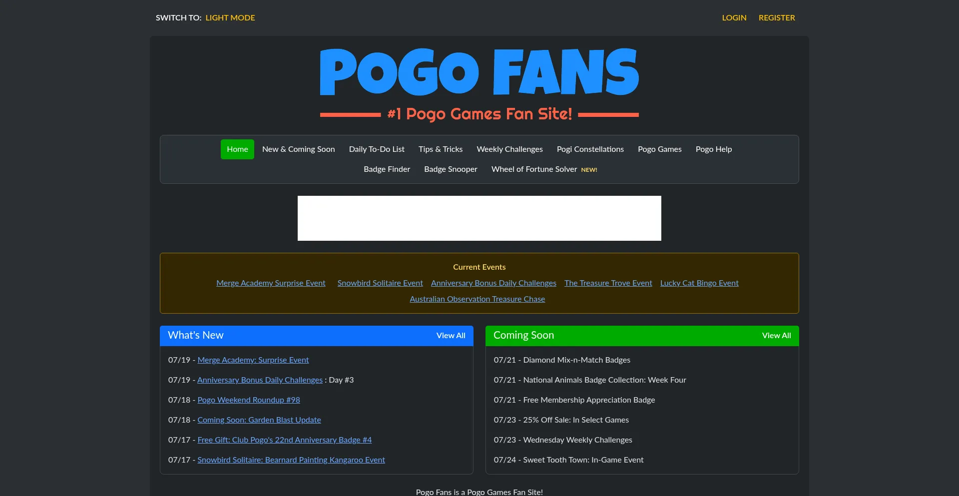 Website screenshot of Pogofans.com