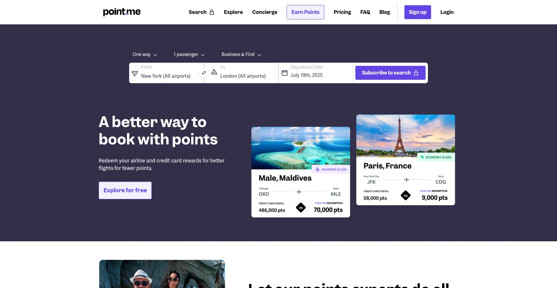 Website screenshot of Point.me