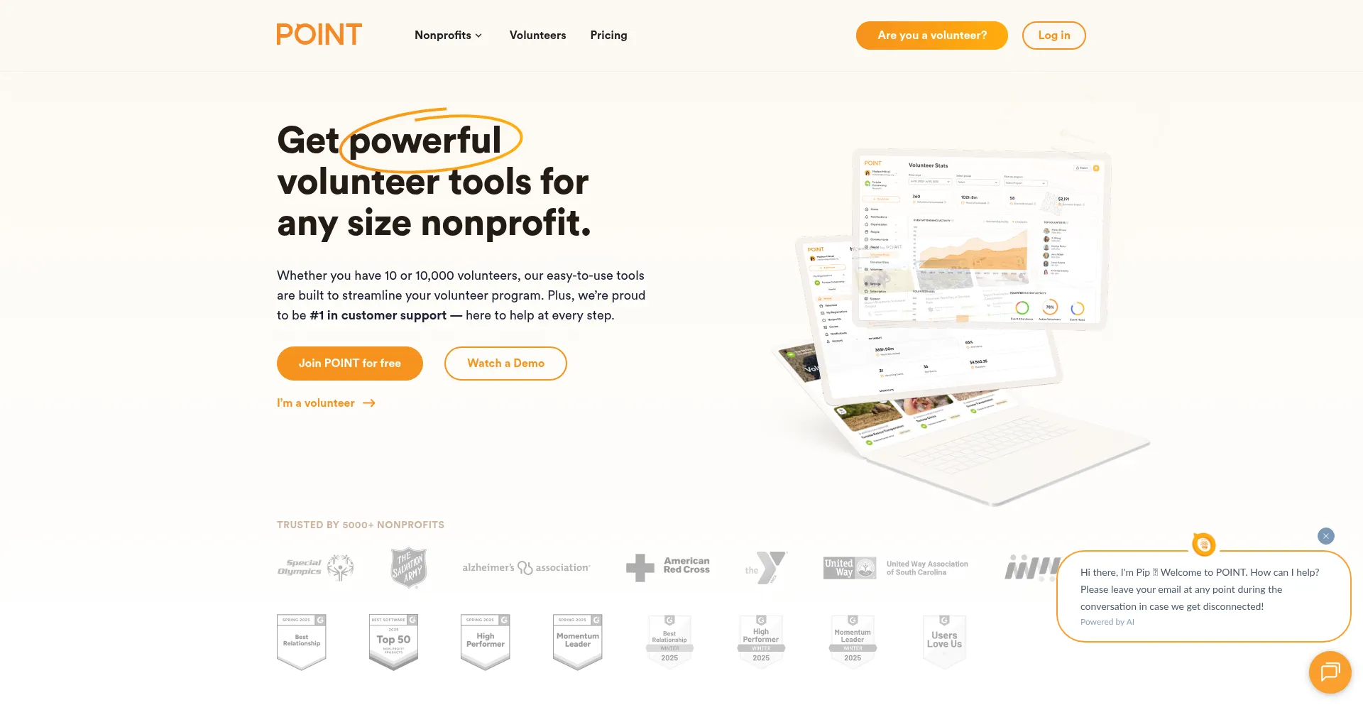 Website screenshot of Pointapp.org