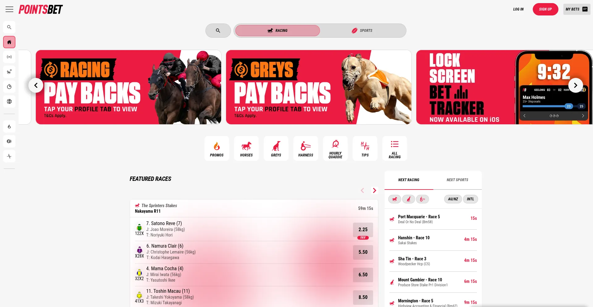 Pointsbet.com.au Screenshot