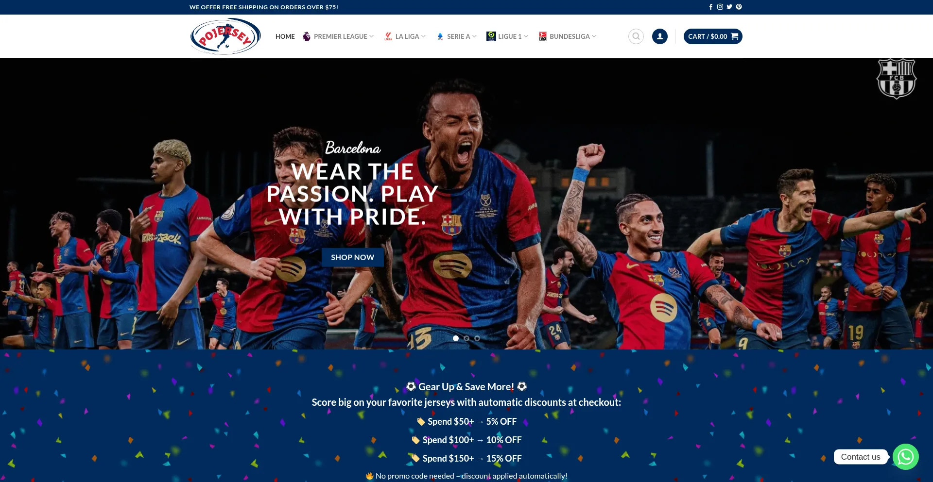 Website screenshot of Pojersey.com